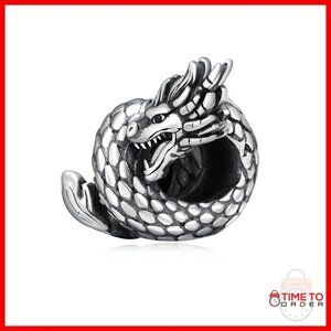 925 Sterling Silver Dragon Charm 17x13mm Jewelry Gift for Bracelet Necklace